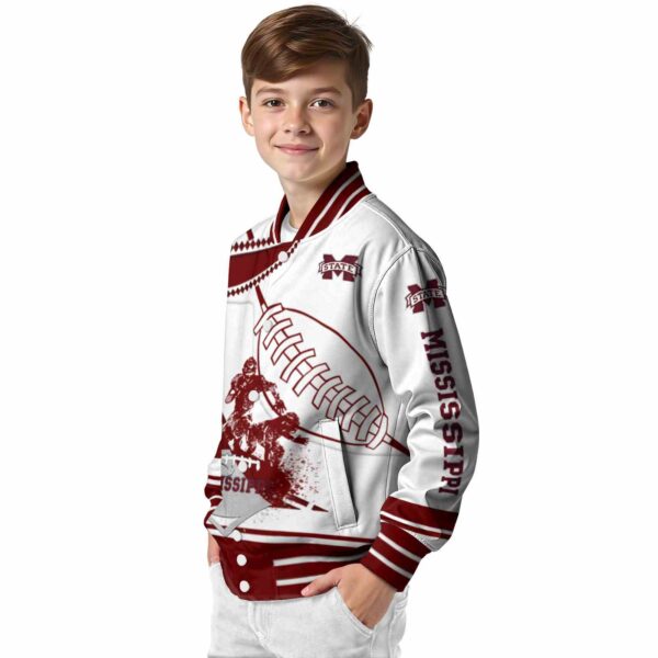 mississippi state bulldogs baseball stitching white jacket trendy
