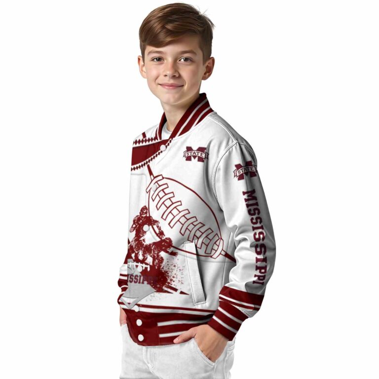 mississippi state bulldogs baseball stitching white jacket trendy