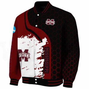 mississippi state bulldogs hexagonal pattern maroon black jacket best selling