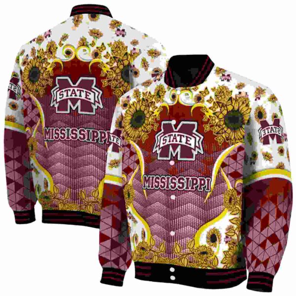 mississippi state bulldogs sunflower bloom maroon yellow jacket fashion forward