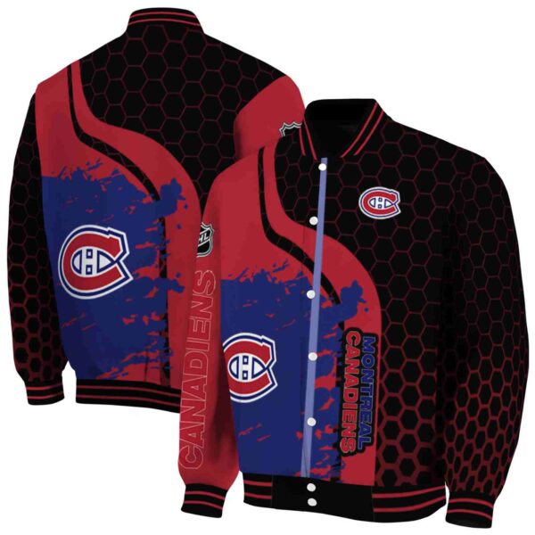 montreal canadiens hexagonal pattern red black jacket fashion forward