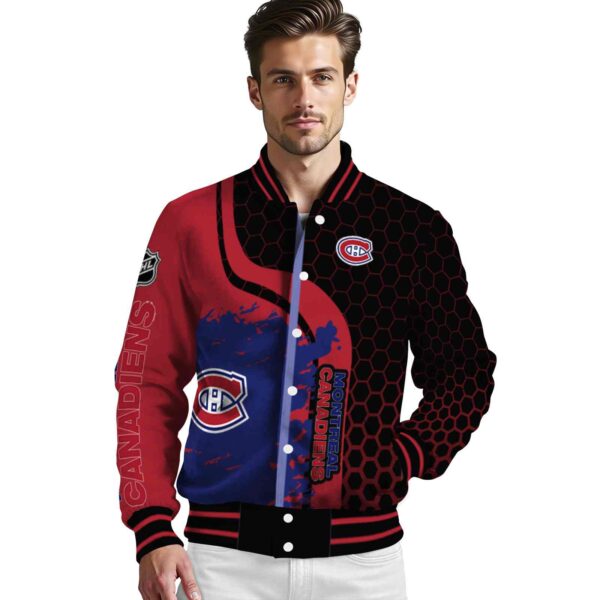 montreal canadiens hexagonal pattern red black jacket high quality