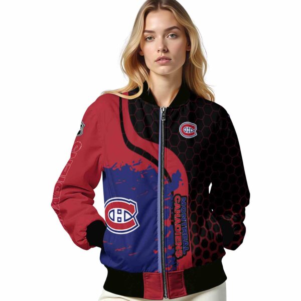 montreal canadiens hexagonal pattern red black jacket latest model