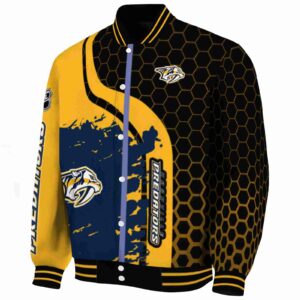 nashville predators hexagonal pattern gold black jacket best selling