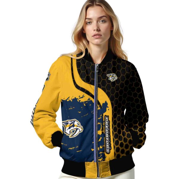 nashville predators hexagonal pattern gold black jacket latest model