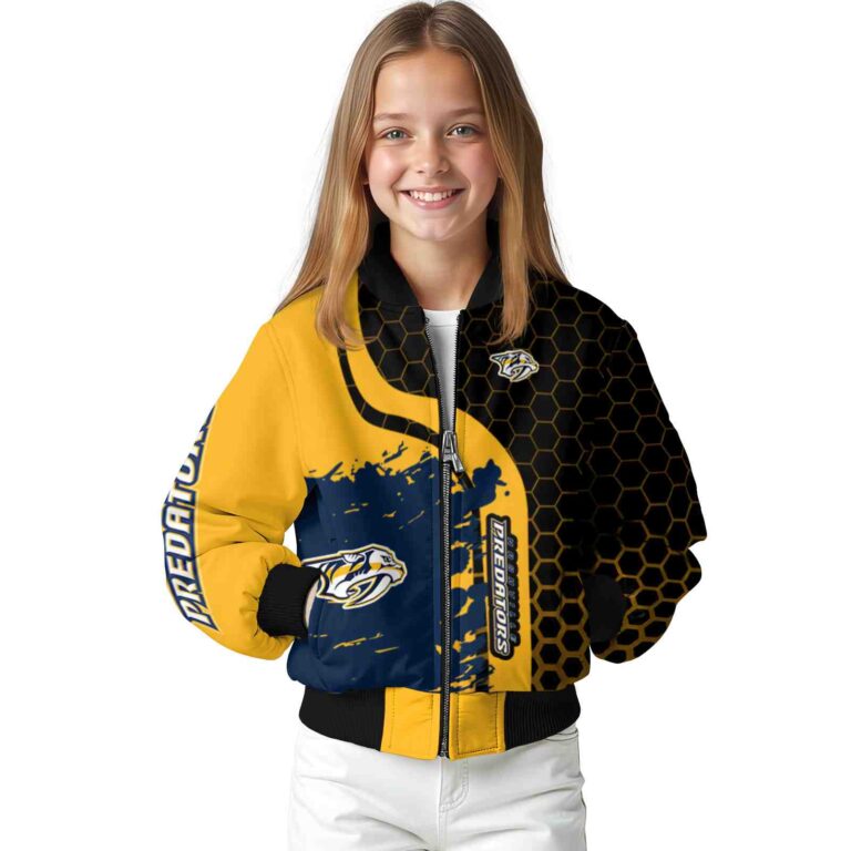 nashville predators hexagonal pattern gold black jacket top rated