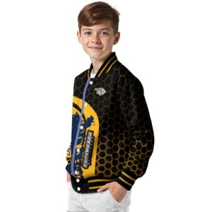 nashville predators hexagonal pattern gold black jacket trendy