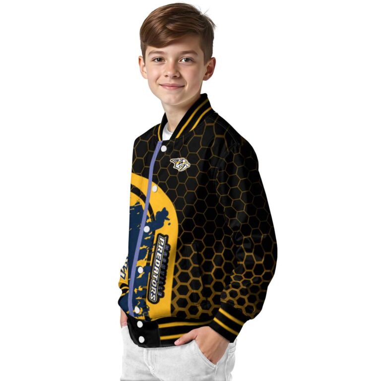 nashville predators hexagonal pattern gold black jacket trendy