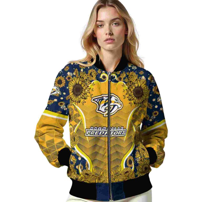 nashville predators sunflower bloom gold yellow jacket latest model