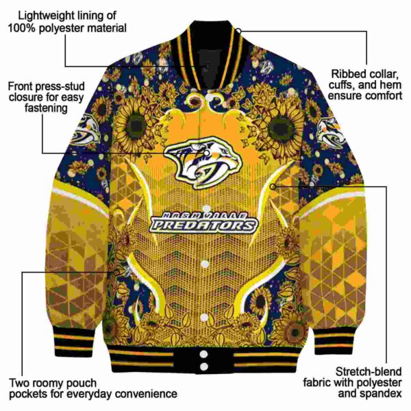 nashville predators sunflower bloom gold yellow jacket new arrival