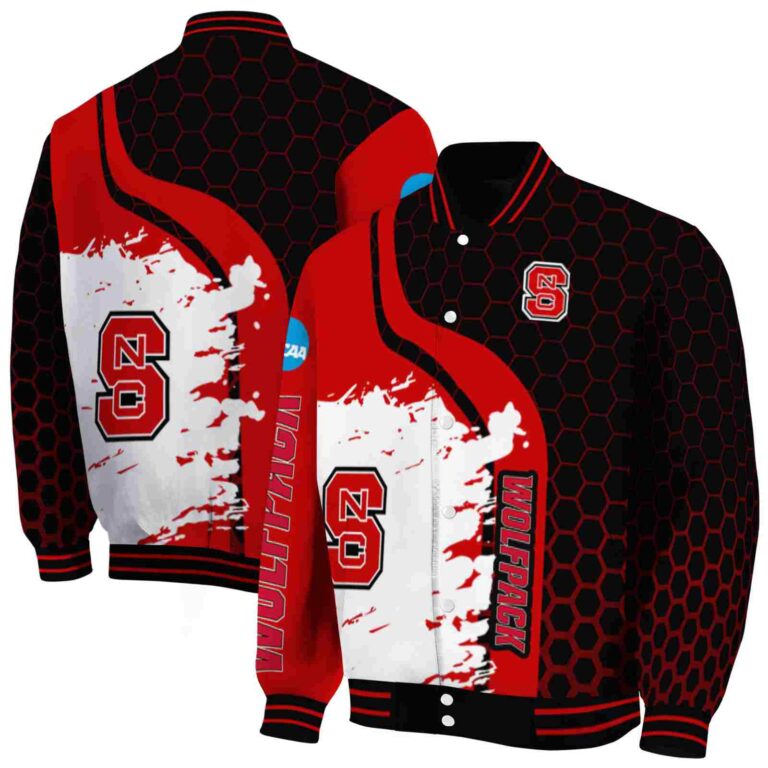 nc state wolfpack hexagonal pattern red black jacket fashion forward