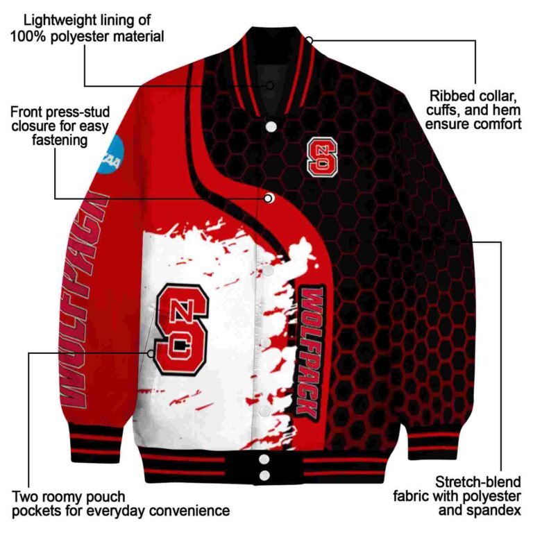 nc state wolfpack hexagonal pattern red black jacket new arrival