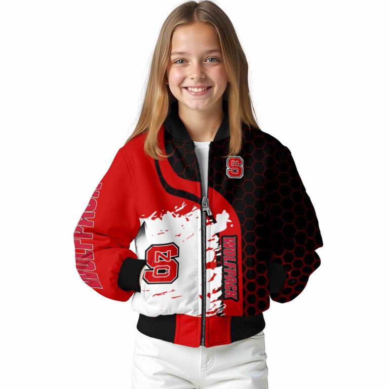 nc state wolfpack hexagonal pattern red black jacket top rated