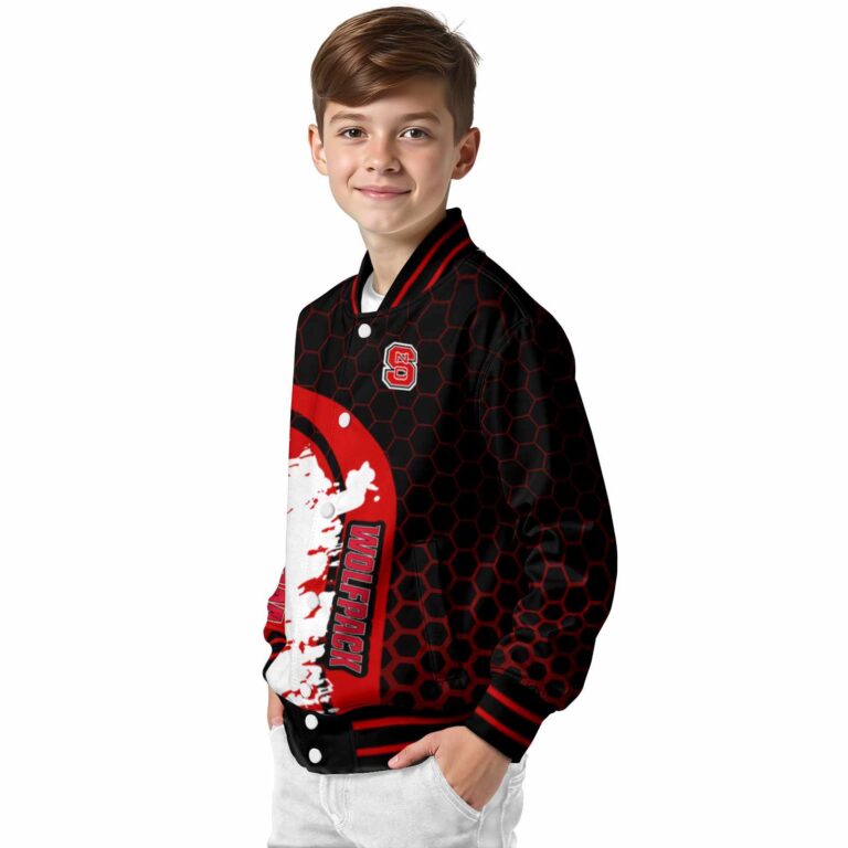nc state wolfpack hexagonal pattern red black jacket trendy