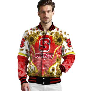 nc state wolfpack sunflower bloom red yellow jacket high quality