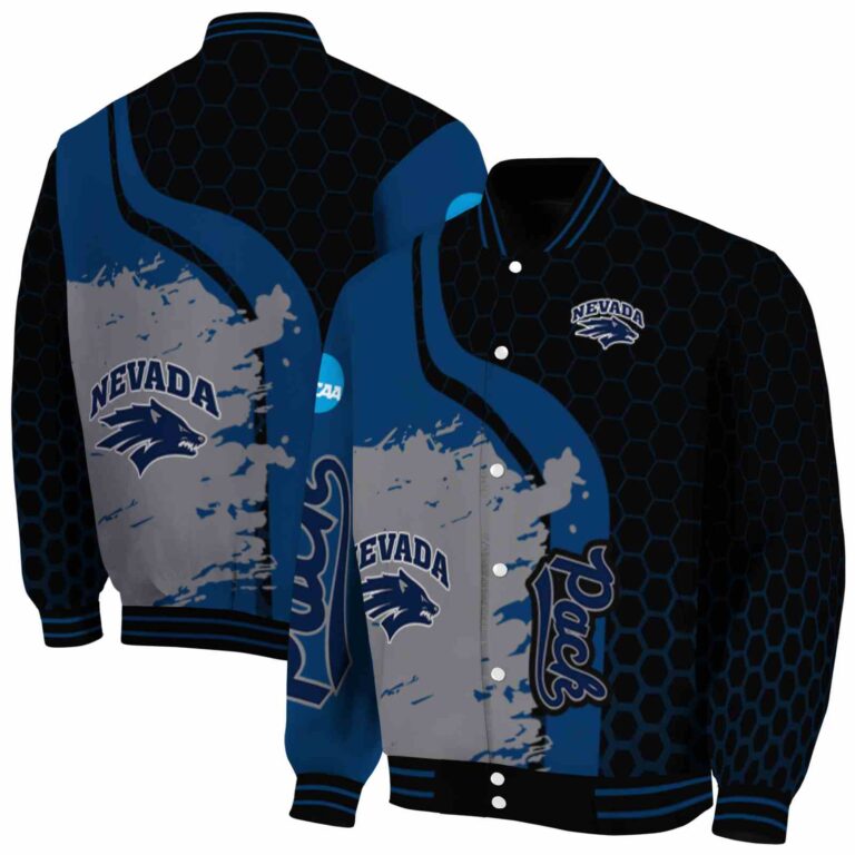 nevada wolf pack hexagonal pattern blue black jacket fashion forward