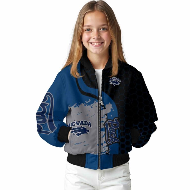 nevada wolf pack hexagonal pattern blue black jacket top rated