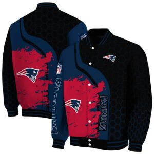 new england patriots hexagonal pattern blue black jacket fashion forward