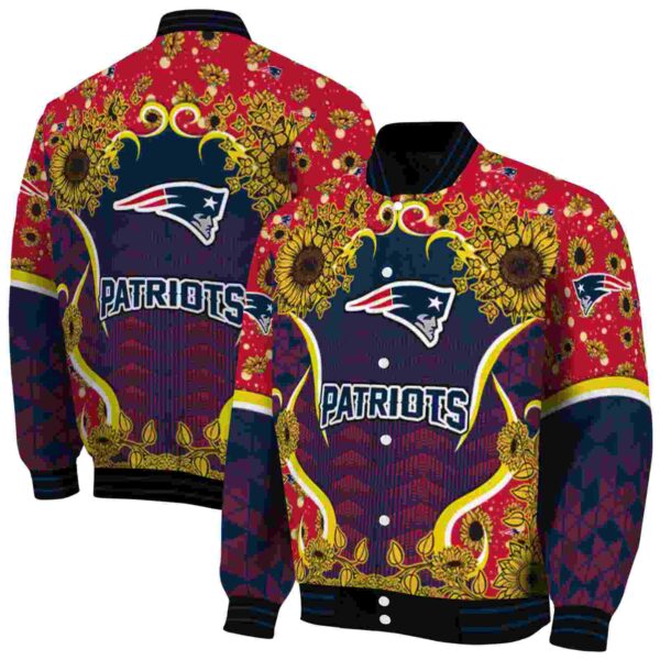 new england patriots sunflower bloom blue yellow jacket fashion forward