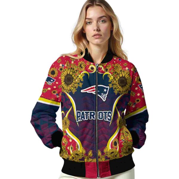 new england patriots sunflower bloom blue yellow jacket latest model