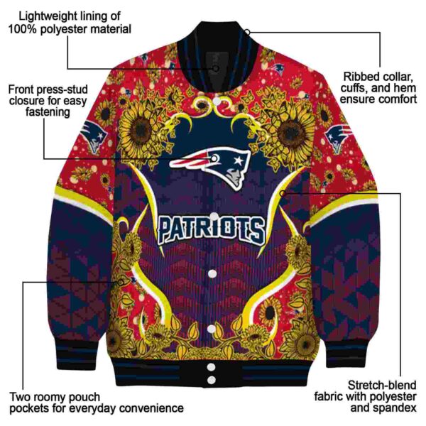 new england patriots sunflower bloom blue yellow jacket new arrival