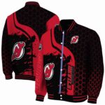 new jersey devils hexagonal pattern red black jacket best selling