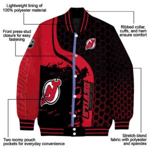 new jersey devils hexagonal pattern red black jacket new arrival