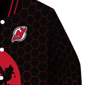 new jersey devils hexagonal pattern red black jacket premium grade