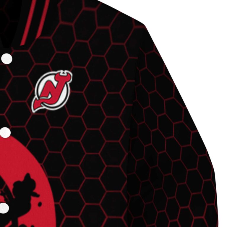 new jersey devils hexagonal pattern red black jacket premium grade