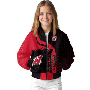 new jersey devils hexagonal pattern red black jacket top rated