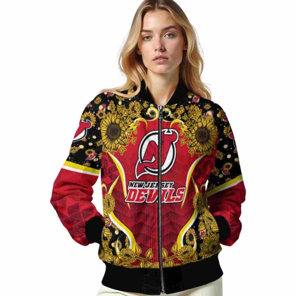 new jersey devils sunflower bloom red yellow jacket latest model