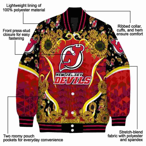 new jersey devils sunflower bloom red yellow jacket new arrival