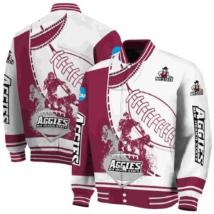 new mexico state aggies baseball stitching white jacket fashion forward