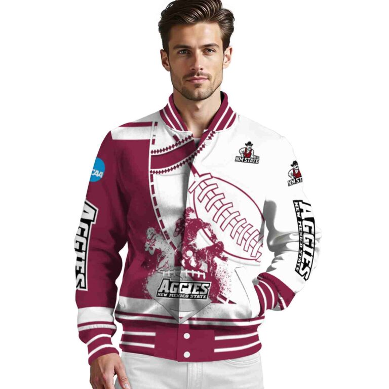 new mexico state aggies baseball stitching white jacket high quality