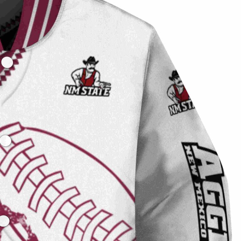 new mexico state aggies baseball stitching white jacket premium grade