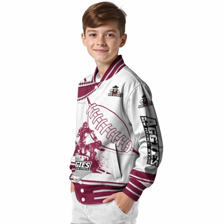 new mexico state aggies baseball stitching white jacket trendy
