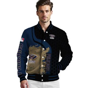 new orleans pelicans hexagonal pattern navy black jacket high quality