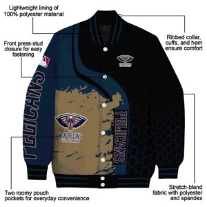 new orleans pelicans hexagonal pattern navy black jacket new arrival