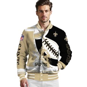 new orleans saints baseball stitching black white jacket high quality