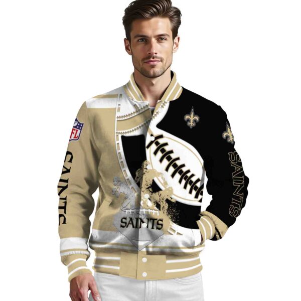 new orleans saints baseball stitching black white jacket high quality