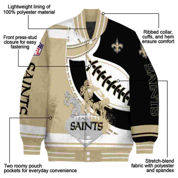 new orleans saints baseball stitching black white jacket new arrival