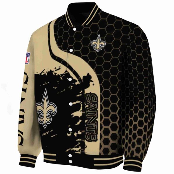 new orleans saints hexagonal pattern gold black jacket best selling