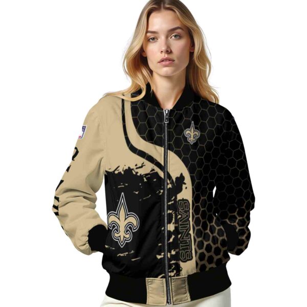 new orleans saints hexagonal pattern gold black jacket latest model