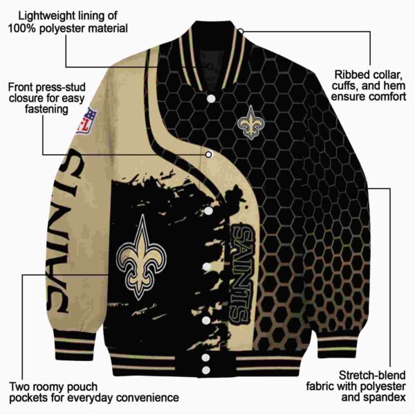 new orleans saints hexagonal pattern gold black jacket new arrival