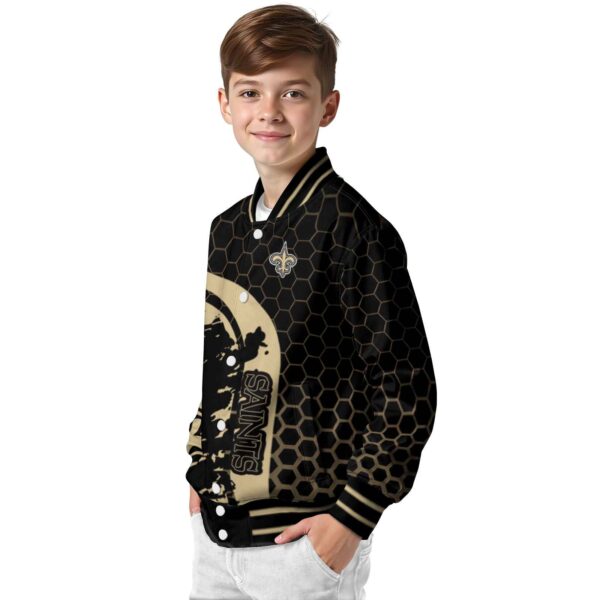 new orleans saints hexagonal pattern gold black jacket trendy