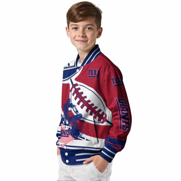 new york giants baseball stitching red white jacket trendy