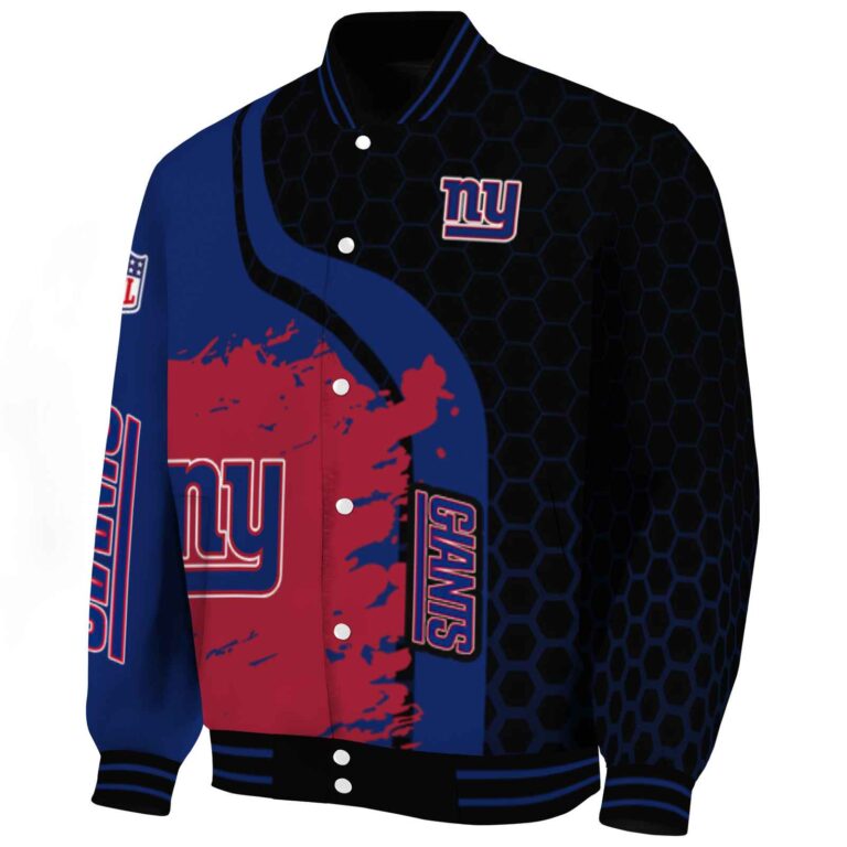 new york giants hexagonal pattern blue black jacket best selling