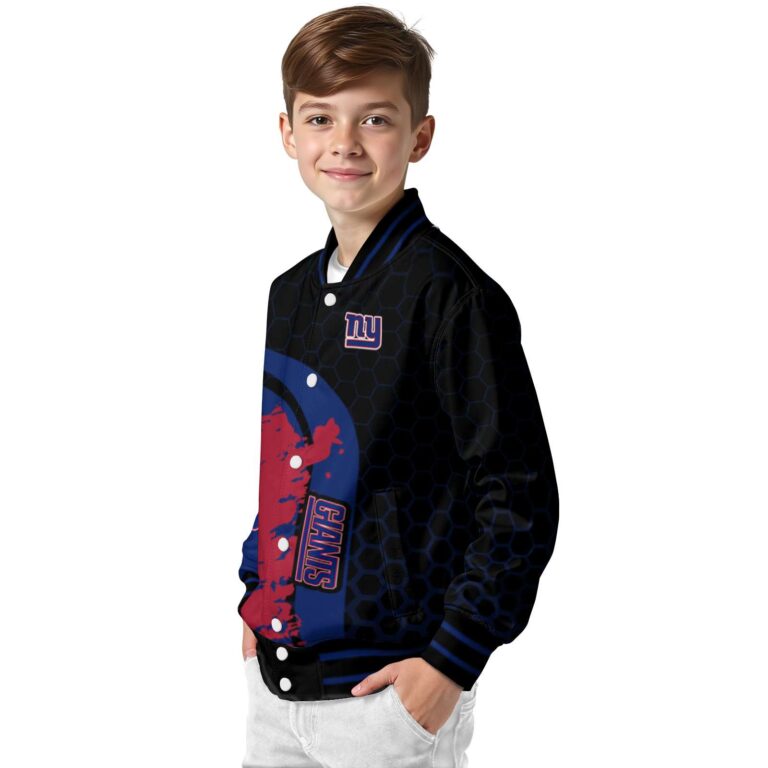 new york giants hexagonal pattern blue black jacket trendy