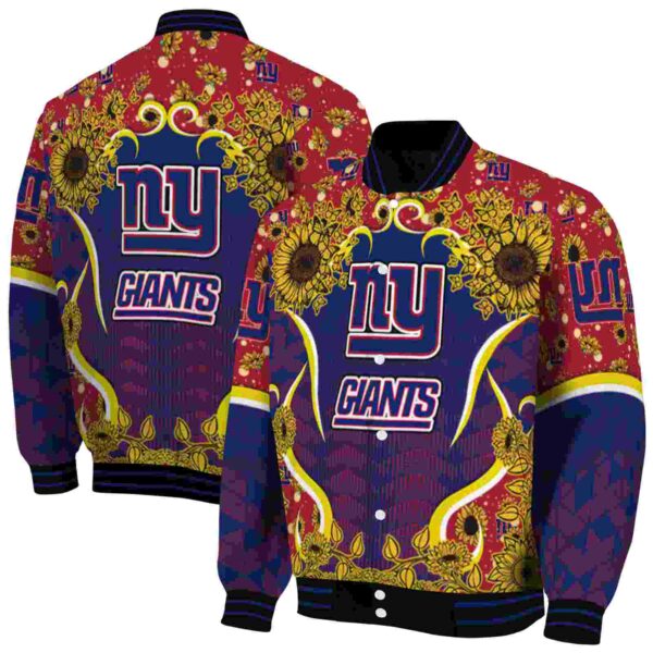 new york giants sunflower bloom blue yellow jacket fashion forward