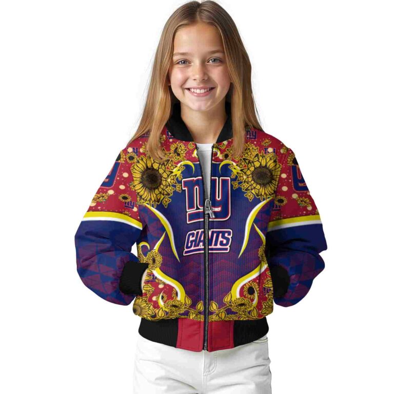 new york giants sunflower bloom blue yellow jacket top rated